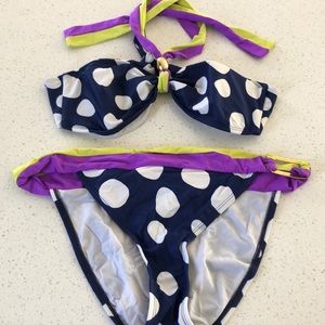 Polka dot navy and white bikini